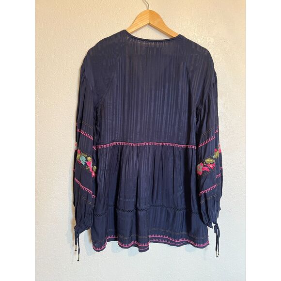 Anthropologie Embroidered Surplice Boho Tunic Top - Small - Picture 4 of 10